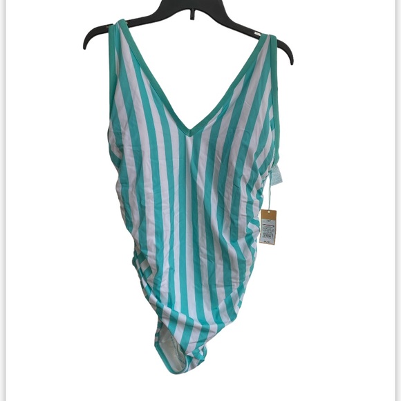 Kona Sol V-neck Over the shoulder high leg one piece Swimsuit plus size 20W NWT - Picture 2 of 4